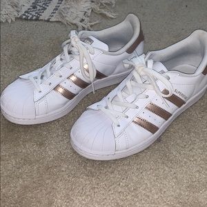 Rose gold adidas superstars